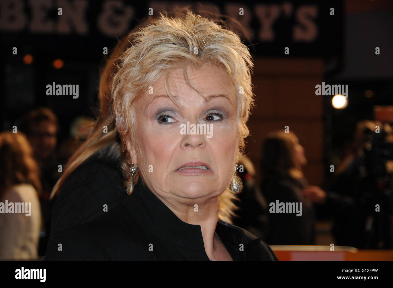 The actress Julie Walters, at the London film premiere of Harry Hill The Movie Stock Photo
