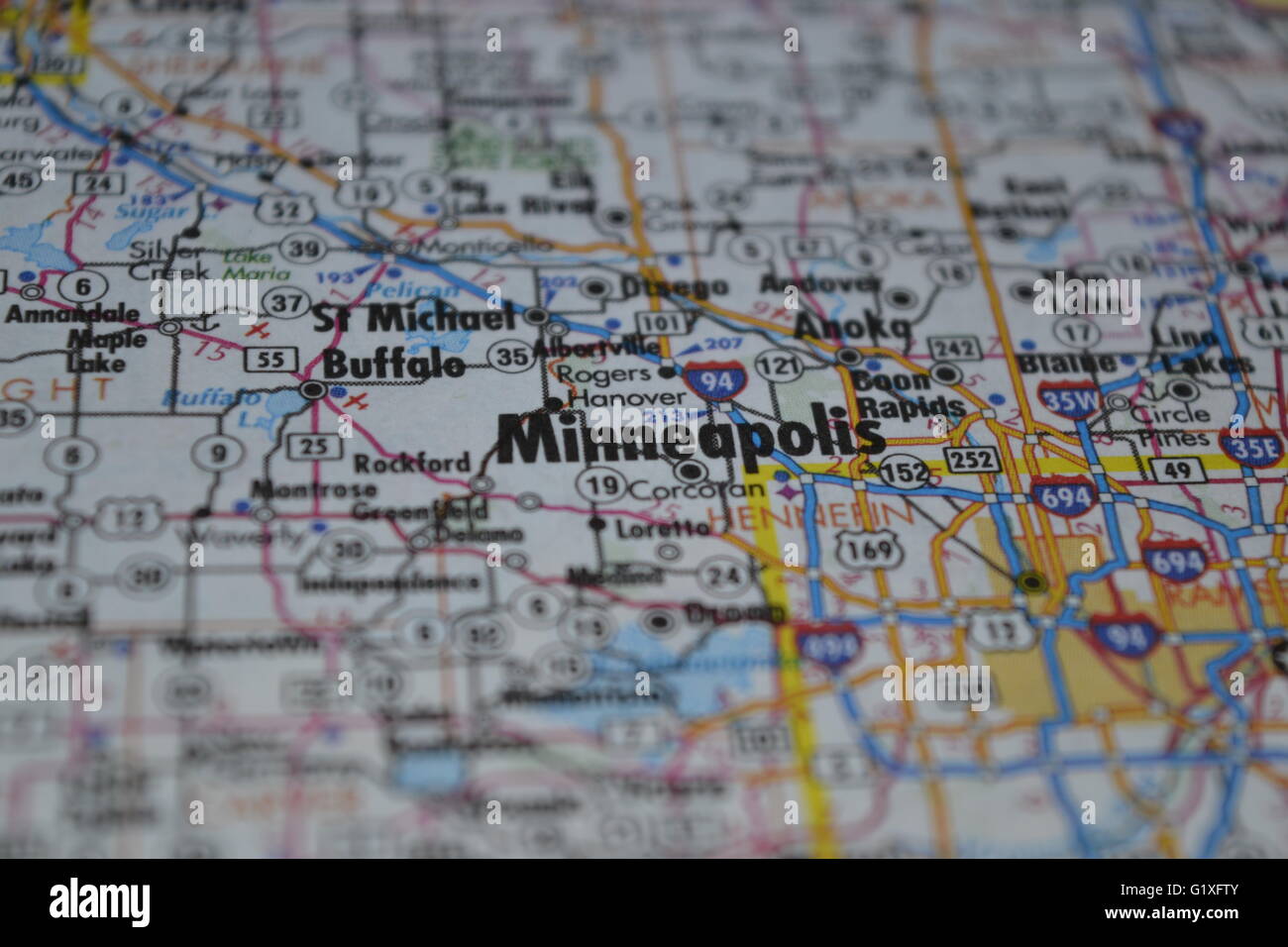 Minneapolis Map Stock Photo