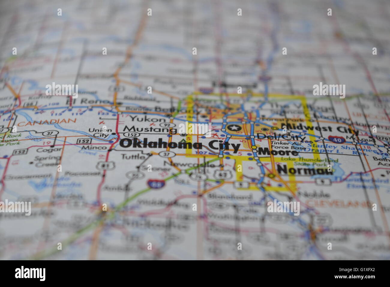 Oklahoma City Map Stock Photo