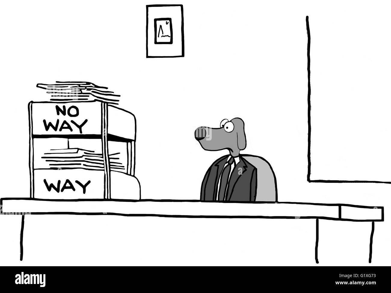 Business cartoon about analysis paralysis. Stock Illustration