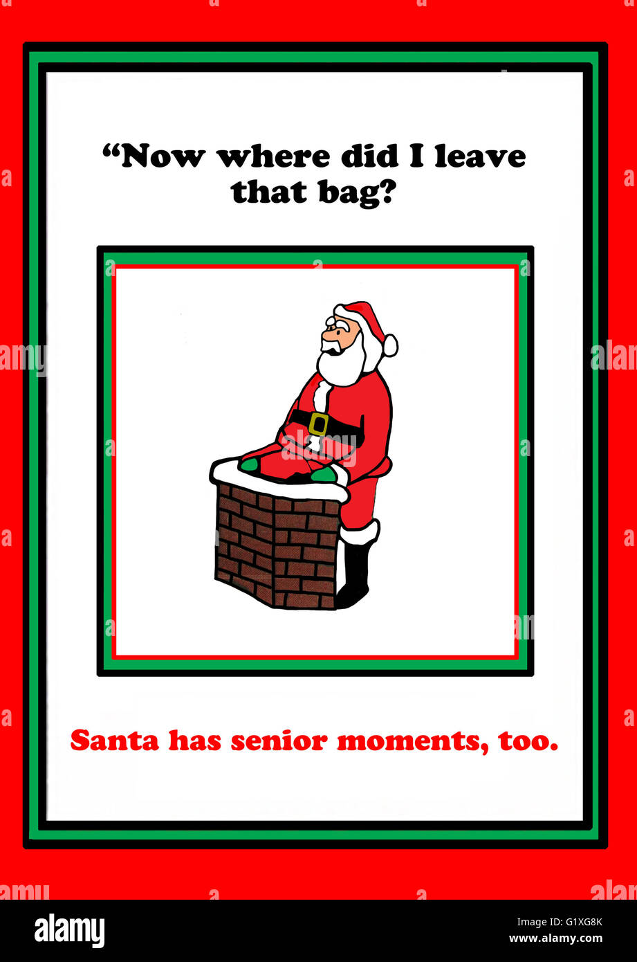 Holiday about Santa Claus having a senior moment. Stock Photo