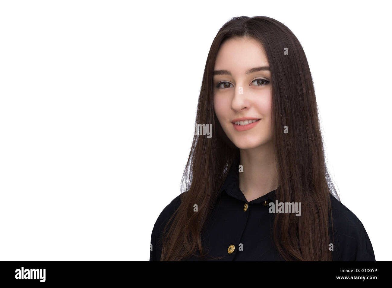 Happy Young Woman Isolated On White Background Stock Photo - Alamy