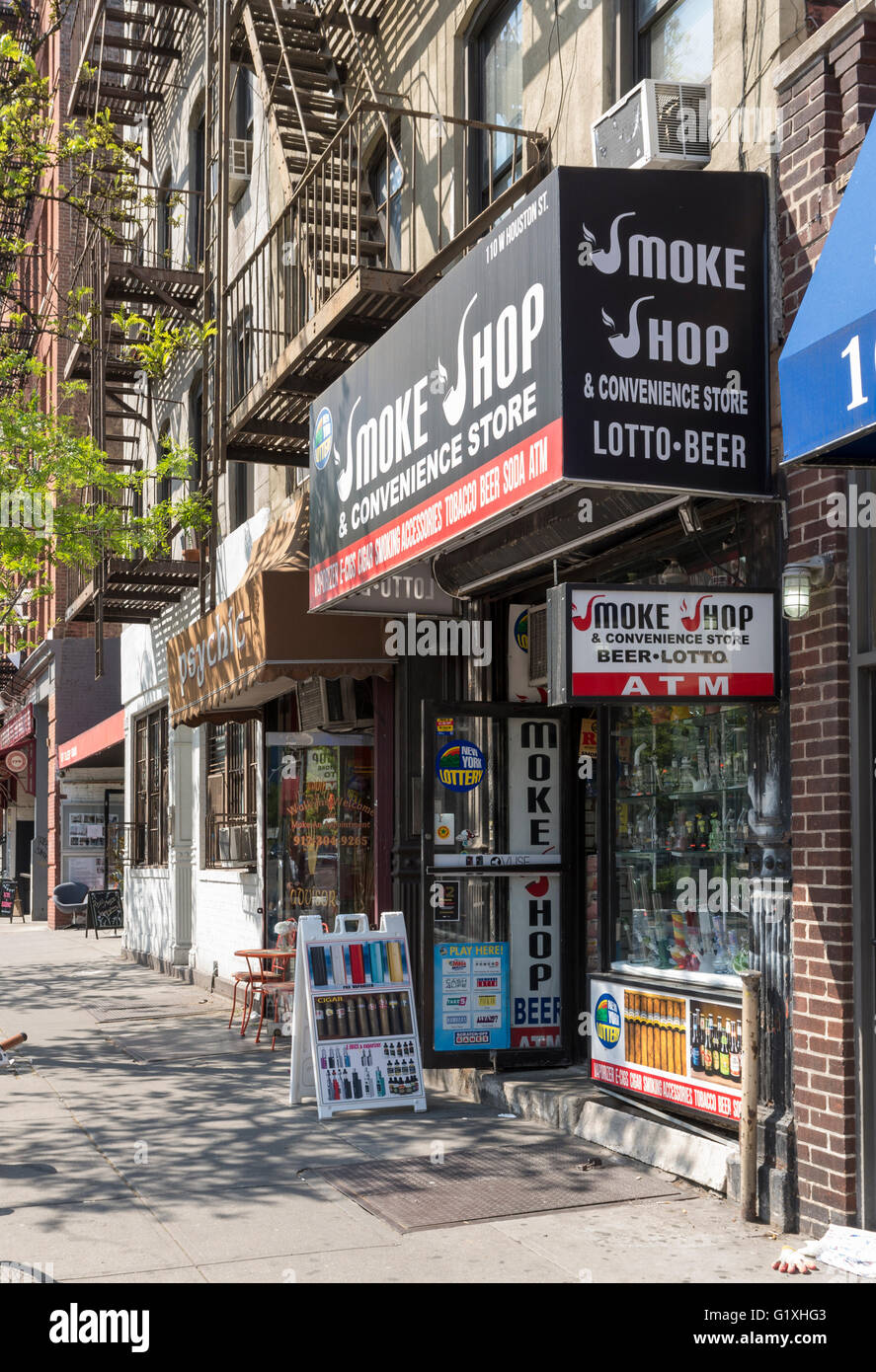 Exterior street view of a typical American / New York Smoke Shop