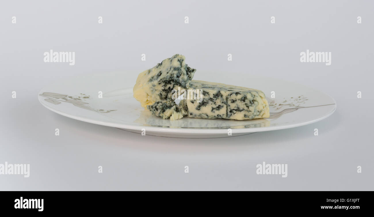 Cheese from France, blue cheese on the plate Stock Photo