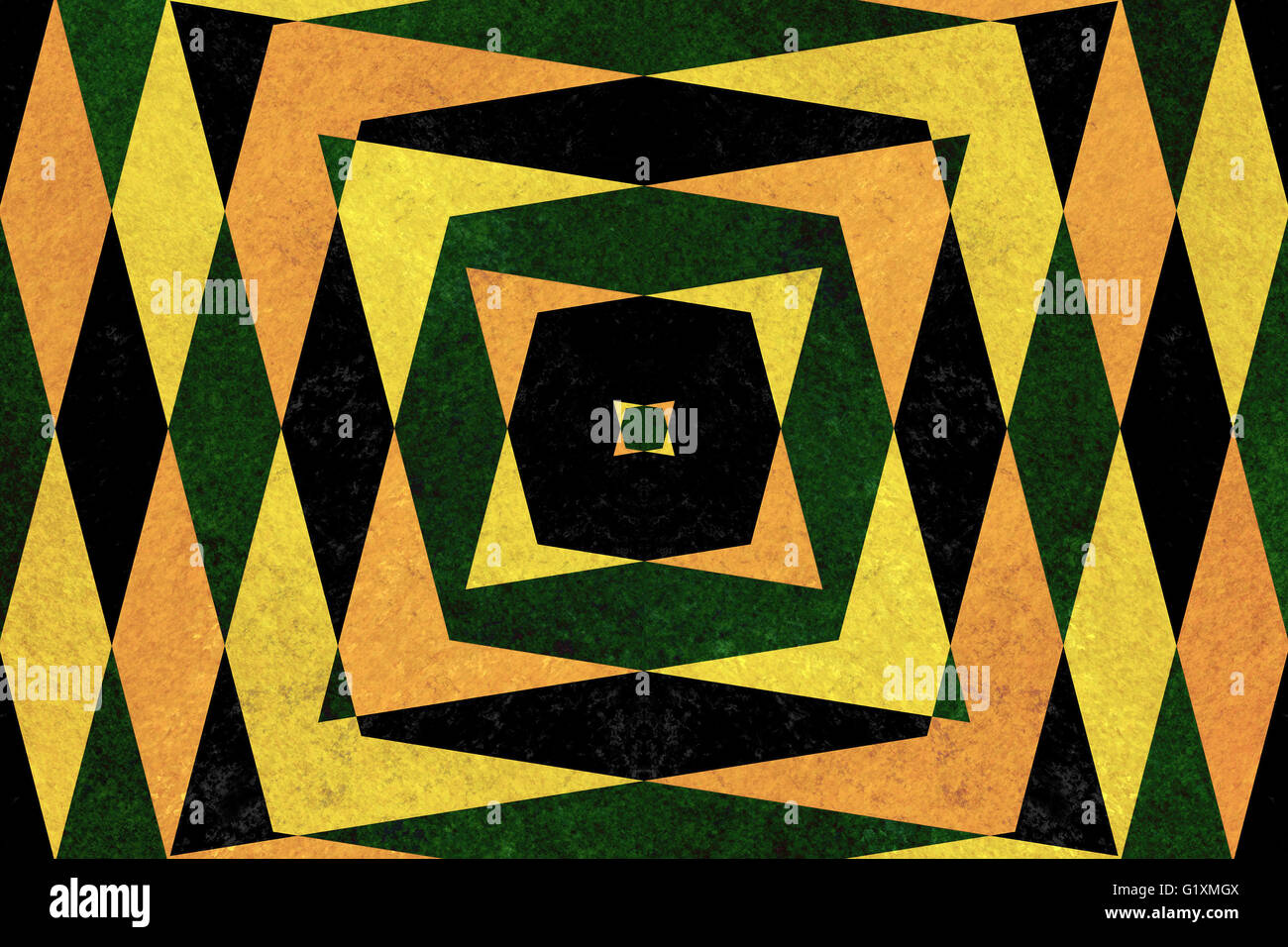 Retro green, yellow and black diamond shapes pattern Stock Photo - Alamy
