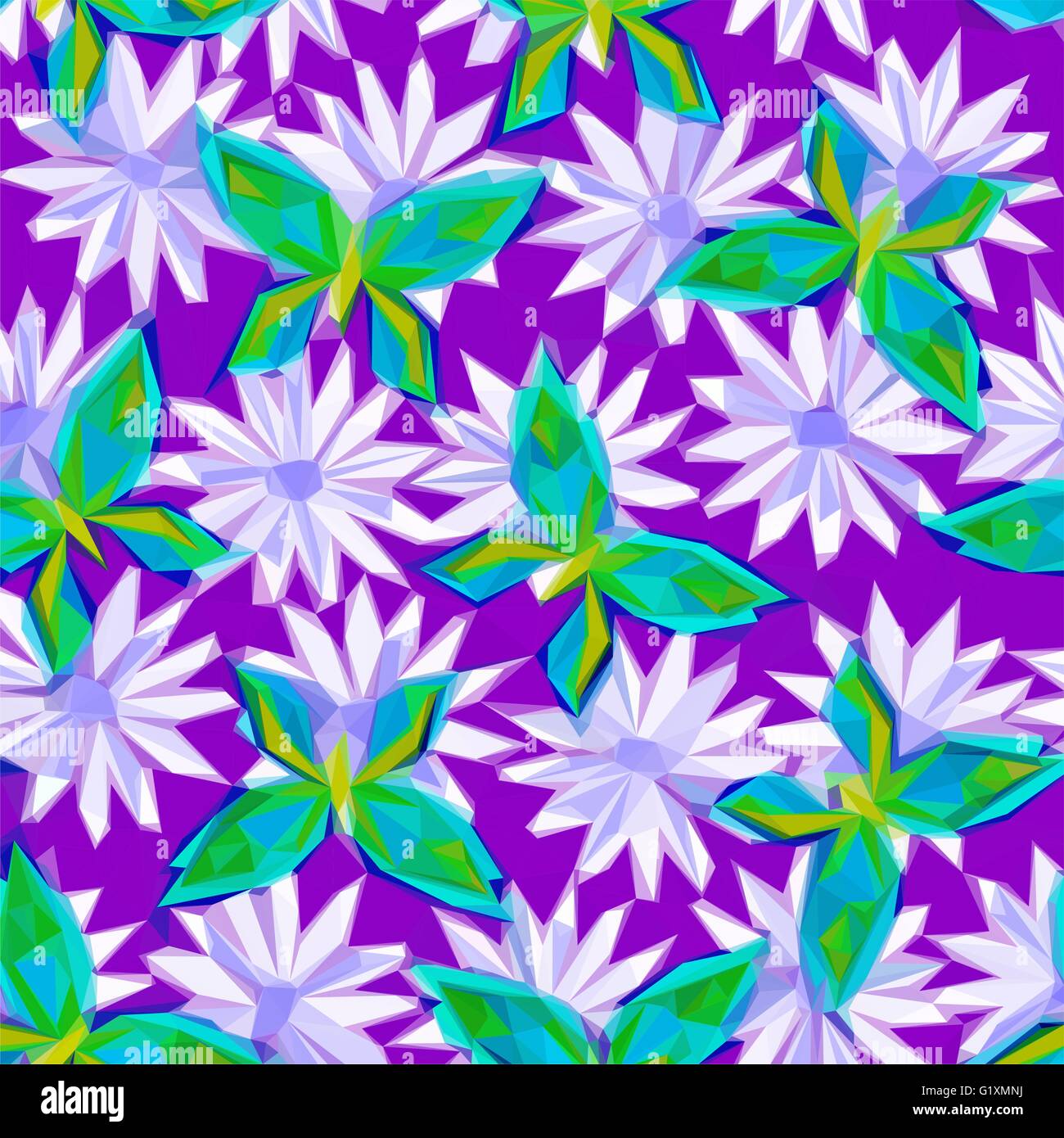 Butterflies and Flowers, Low Poly Pattern Stock Vector Image & Art - Alamy