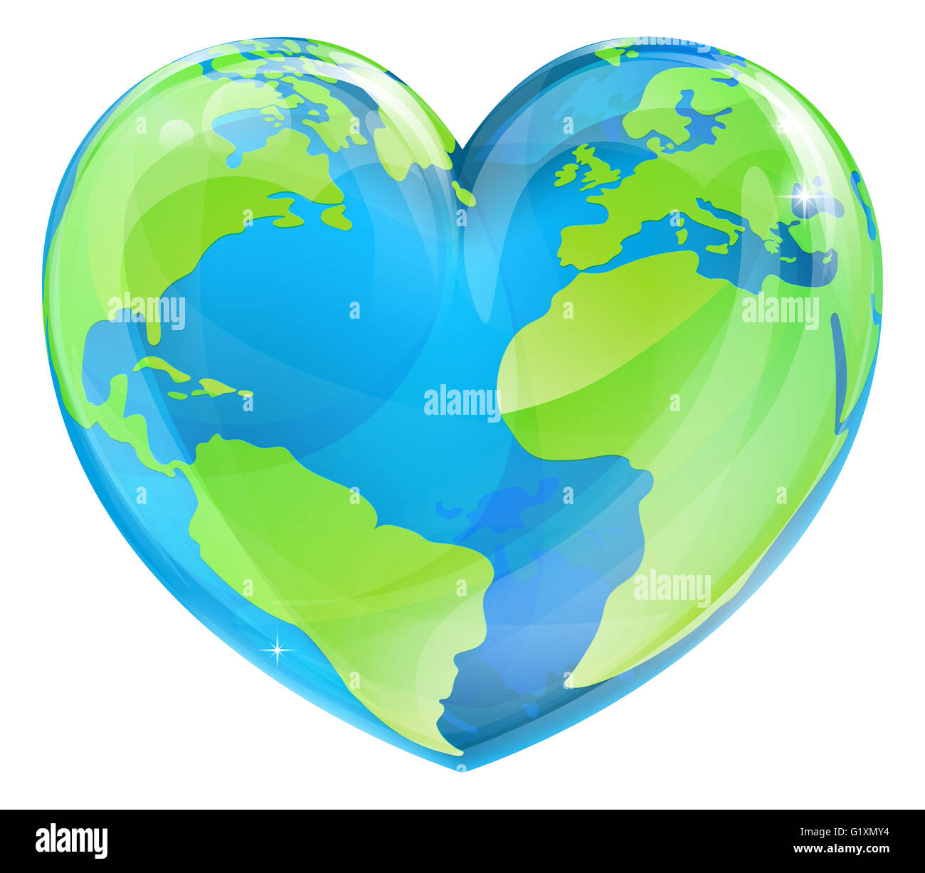 An Earth world globe in a heart shape, could be a concept for world Earth Day Stock Photo