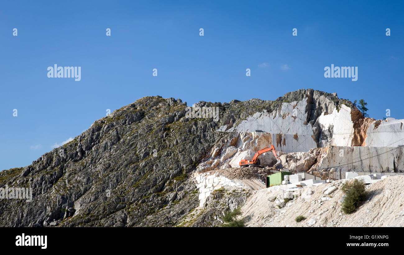 Working marble mine in the Italian Alps near Carrara in Tuscany in