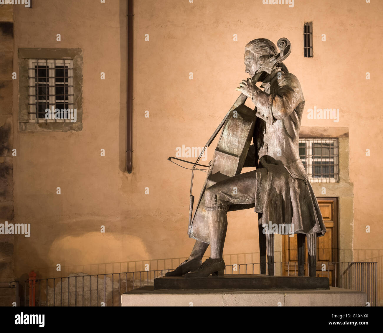 Statue of Luigi Boccherini, a famous Italian classical era composer and cellist from the Tuscan village of Lucca, Italy. Stock Photo