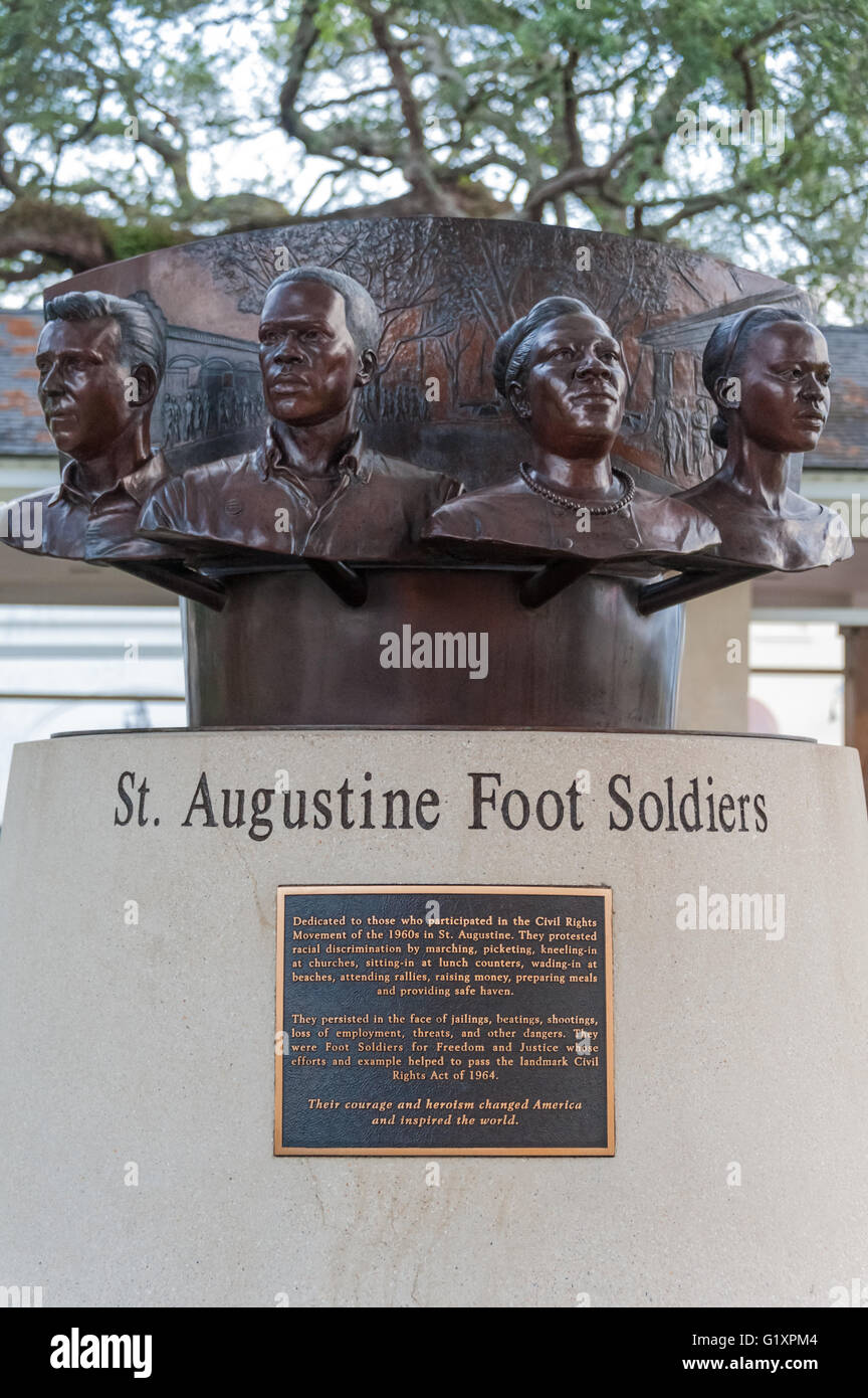 St. Augustine Foot Soldiers Memorial in St. Augustine, Florida honors peaceful civil rights protesters of the early 1960s. USA. Stock Photo