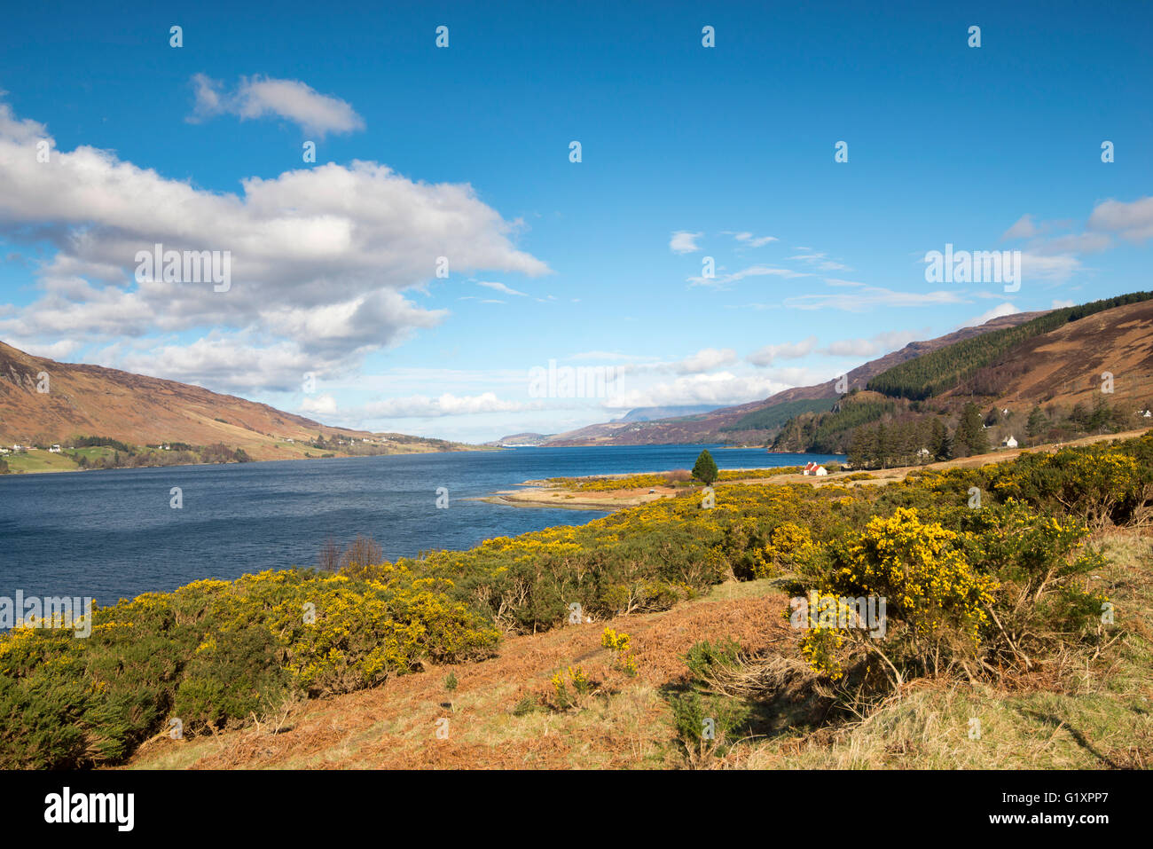 View of Loch Broom looking towards Ullapool, Wester Ross in Scotland UK Stock Photo