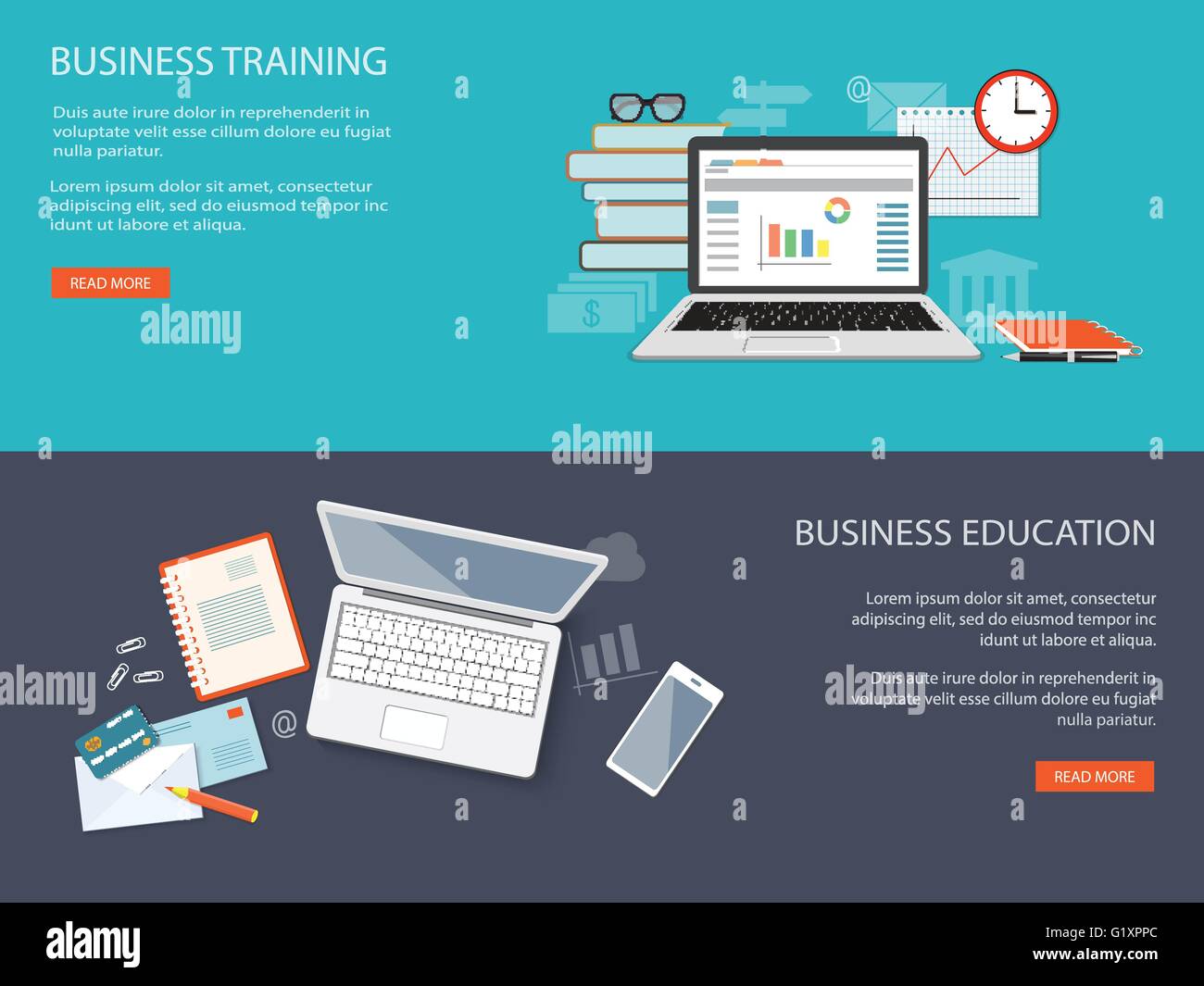 Flat design modern vector illustration concept of education, business ...