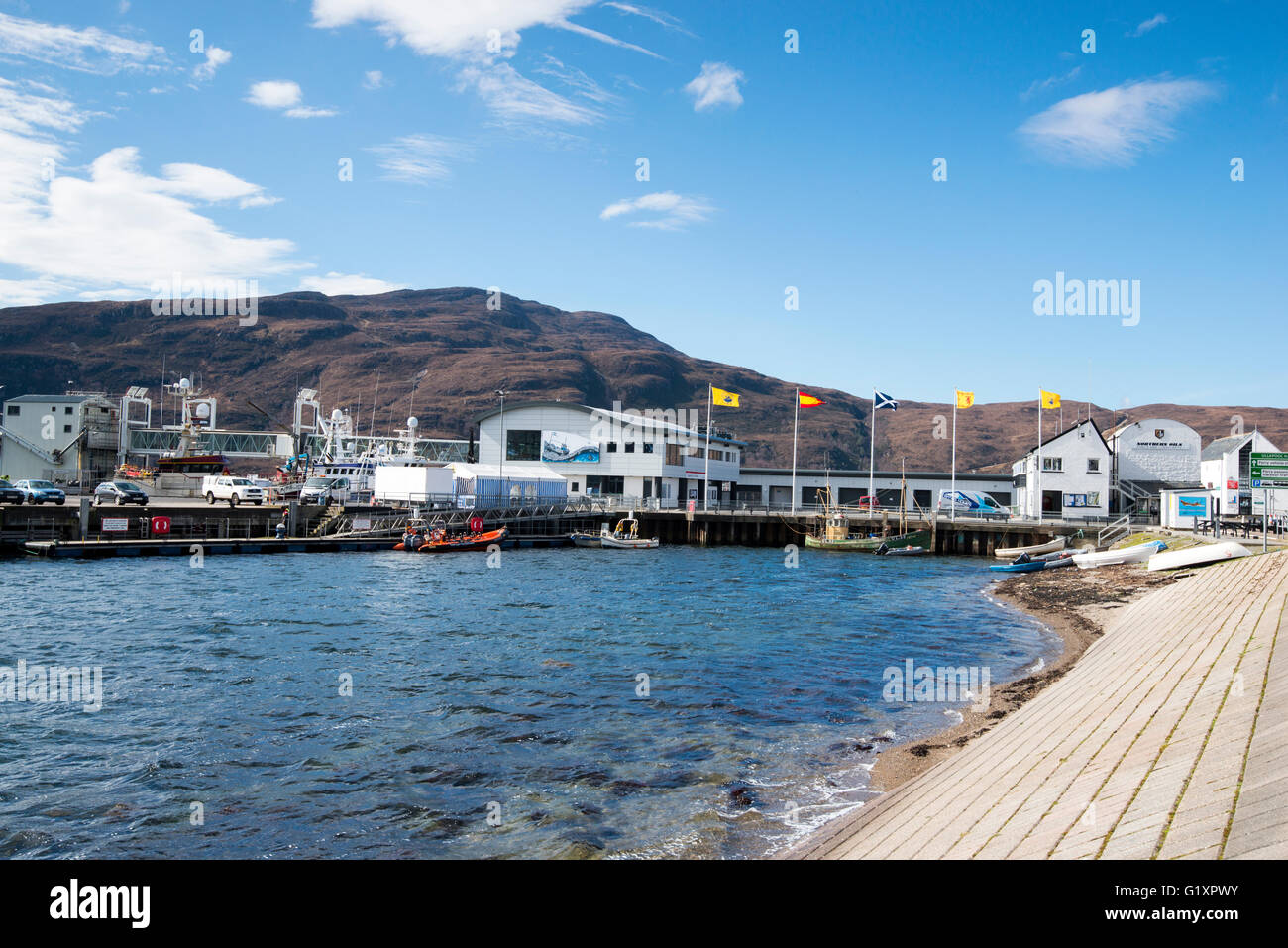 Harbour and Ferry Terminal at Ullapool, Wester Ross Scotland UK Stock
