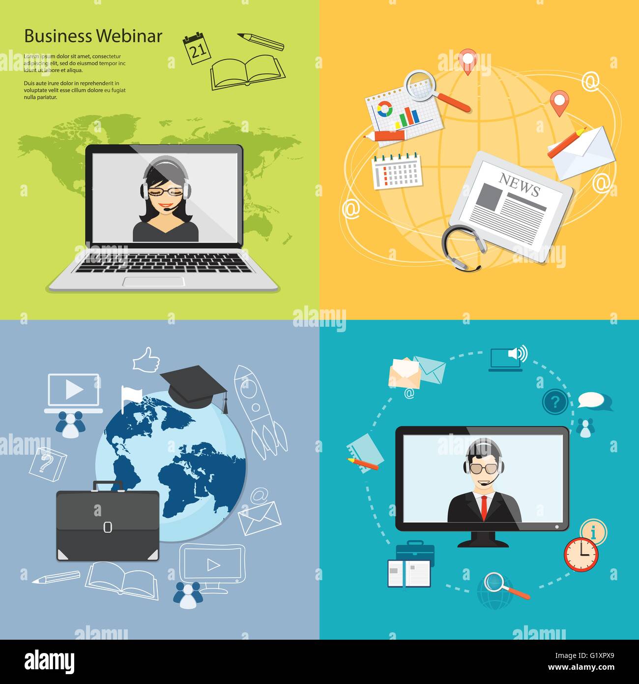 Flat design modern vector illustration concept of business webinar, on ... Circuit Diagram