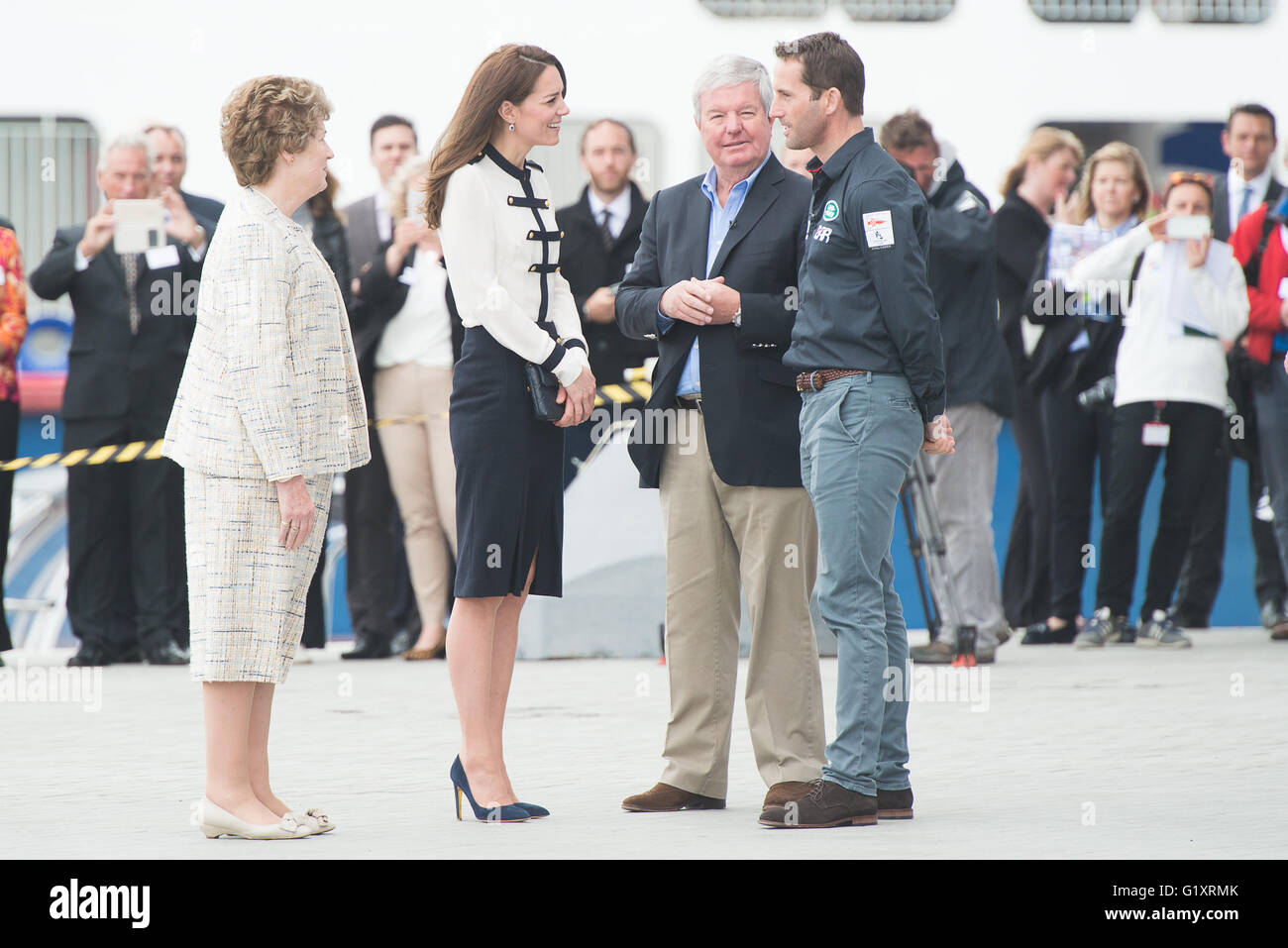 Portsmouth, UK. 20th May 2016. Duchess of Cambridge arrives at Landrover BAR and the 1851 Trust and is greeted by Sir Ben Ainslie. Credit:  MeonStock/Alamy Live News Stock Photo