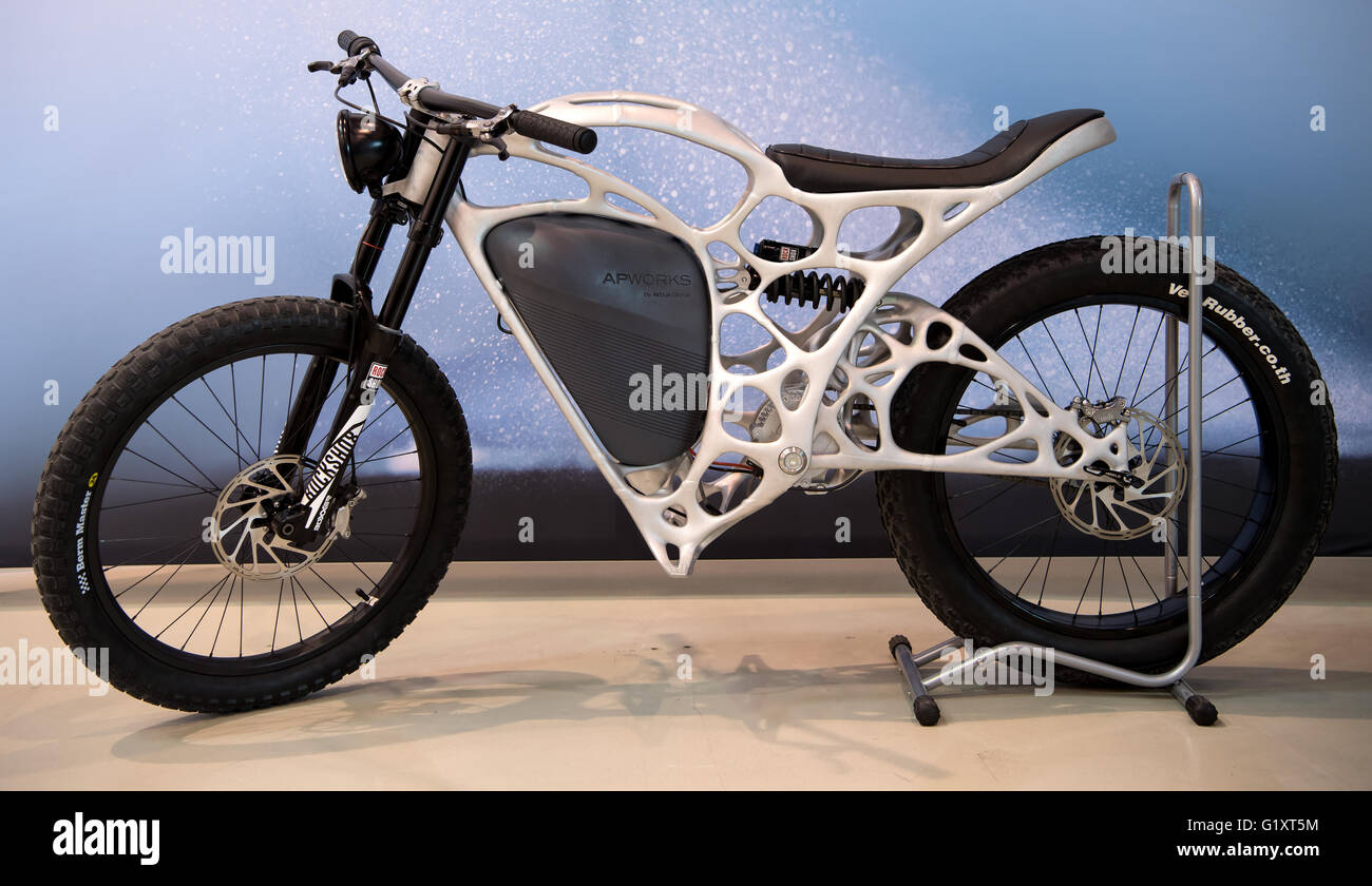 Ottobrunn, Germany. 20th May, 2016. The first 3D printed electric