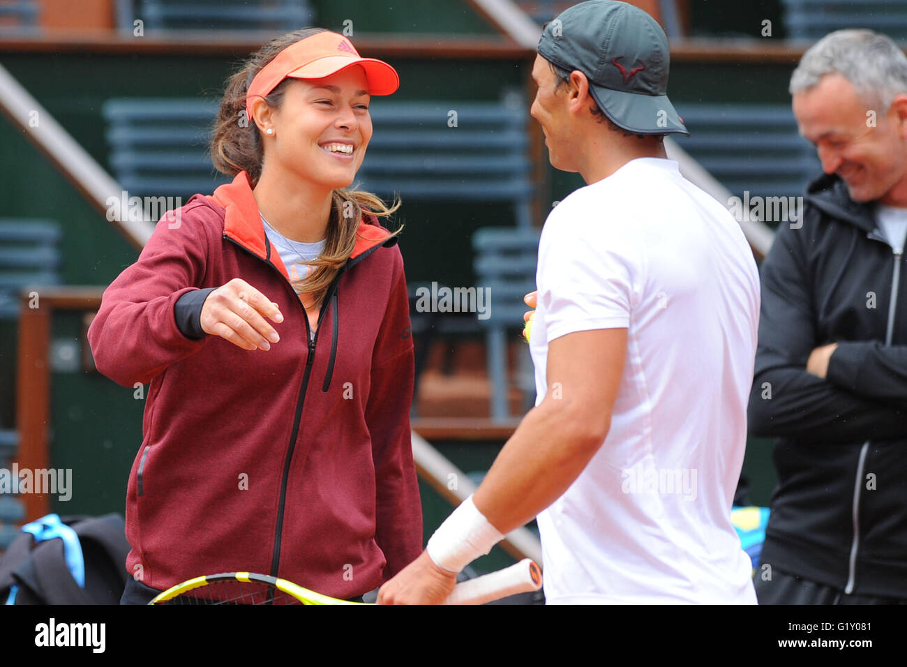 18 05 2016 Roland Garros Stadium Paris France French Open Tennis Championships Players Arrive For Practise And Qualifying Days Rafael Nadal Esp Greets Ana Ivanovic Ser Stock Photo Alamy