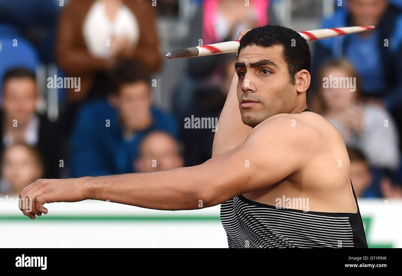 Ostrava, Czech Republic. 20th May, 2016. Egyptian javelin thrower Ihab