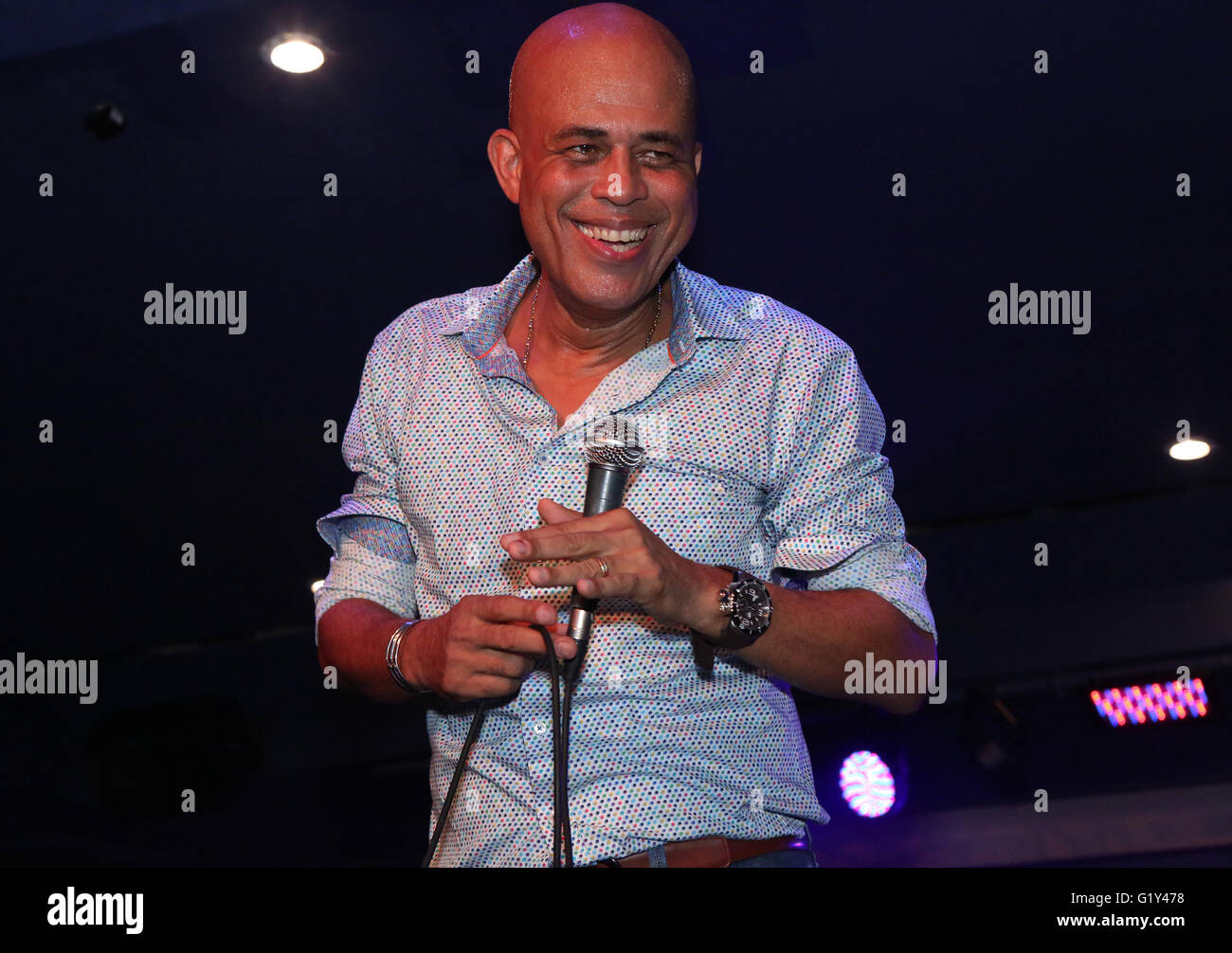 Michel 'Sweet Micky' Martelly, former president of Haiti, makes debut return to performing with his Renaissance Concert Series. Stock Photo