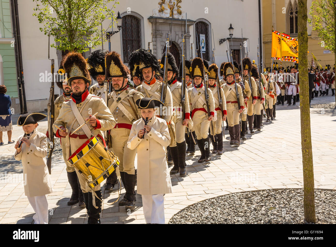 Bratislava, Slovakia - 21 May 2016: Commemorate the anniversary of the siege of Bratislava (Pressburg) troops of Napoleon Bonaparte Stock Photo