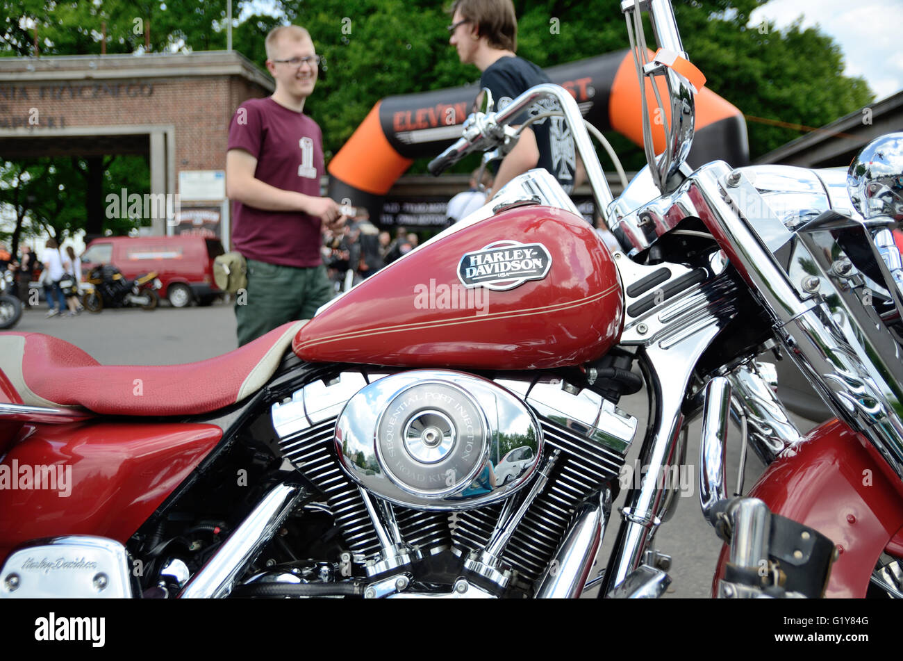 WROCLAW, POLAND - MAY 21: Harley-Davidson motorcycle parked in front of