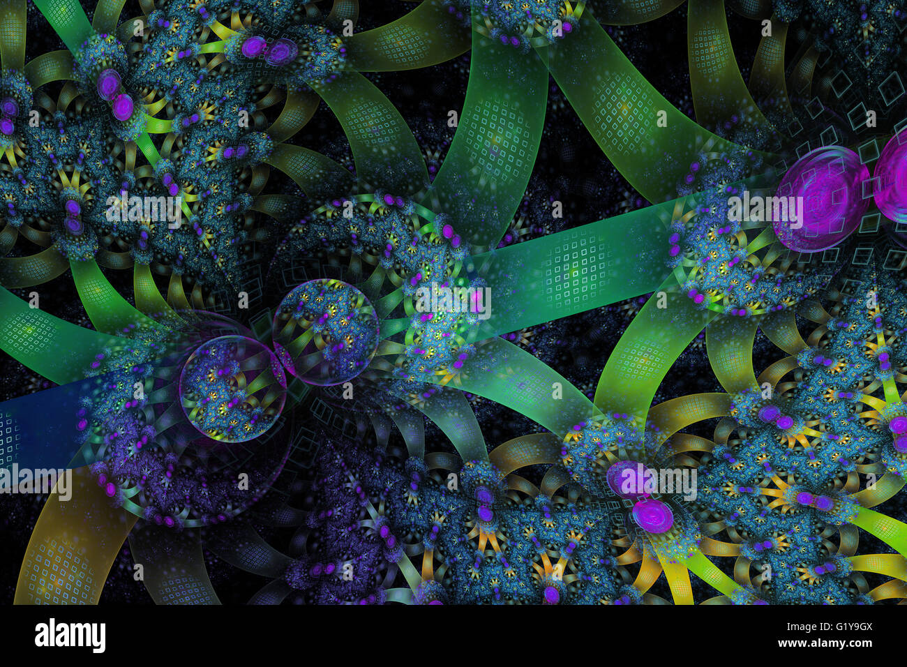 Fantastical fractal flora pattern in bright colors Stock Photo