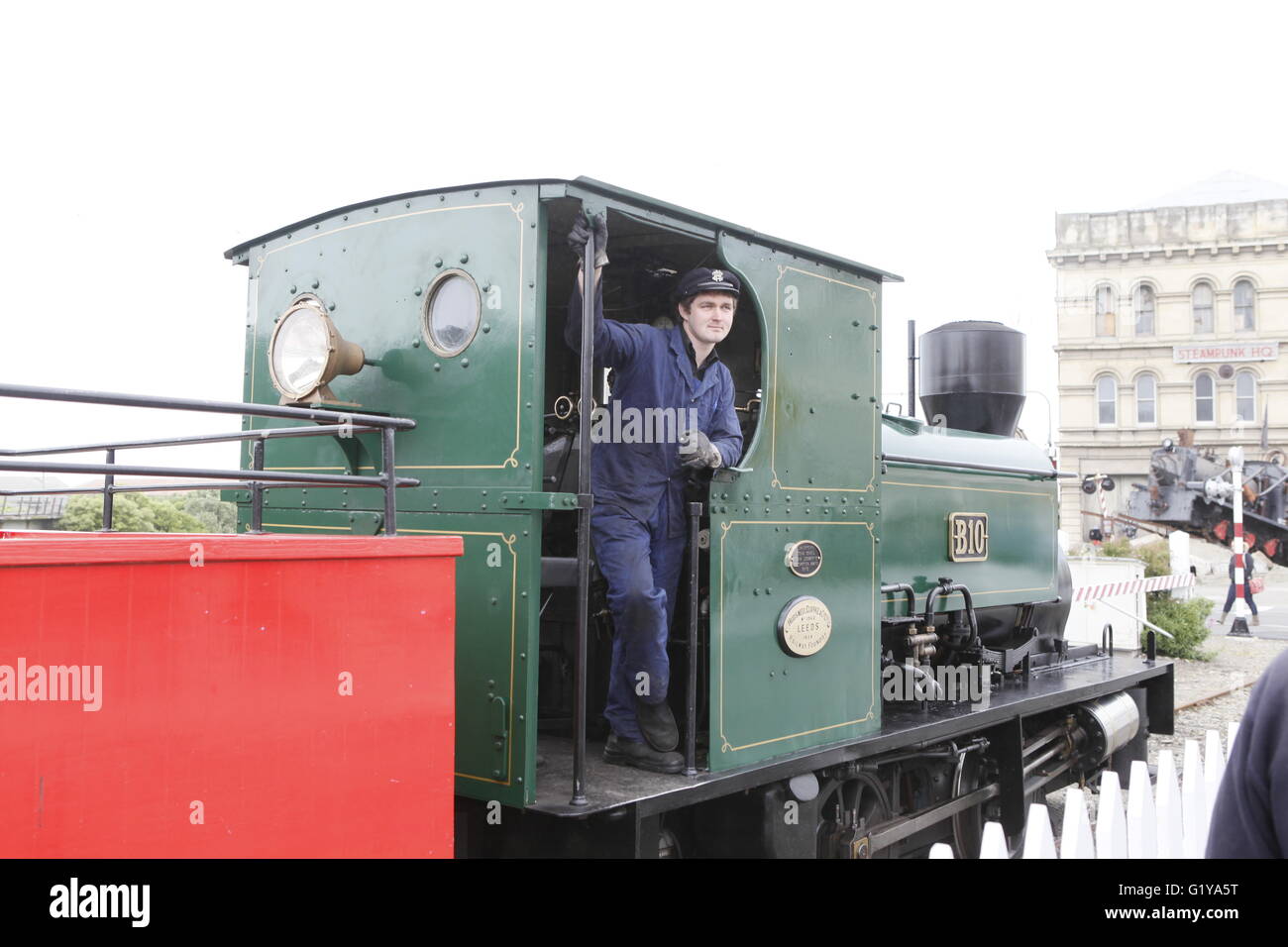 driver of the old steam train Stock Photo