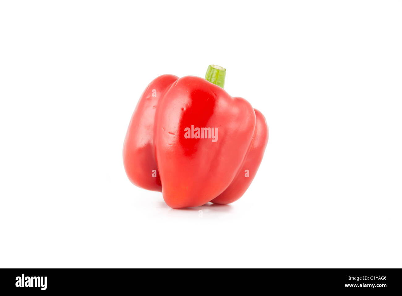 Red bell peppers isolated on over white background Stock Photo - Alamy