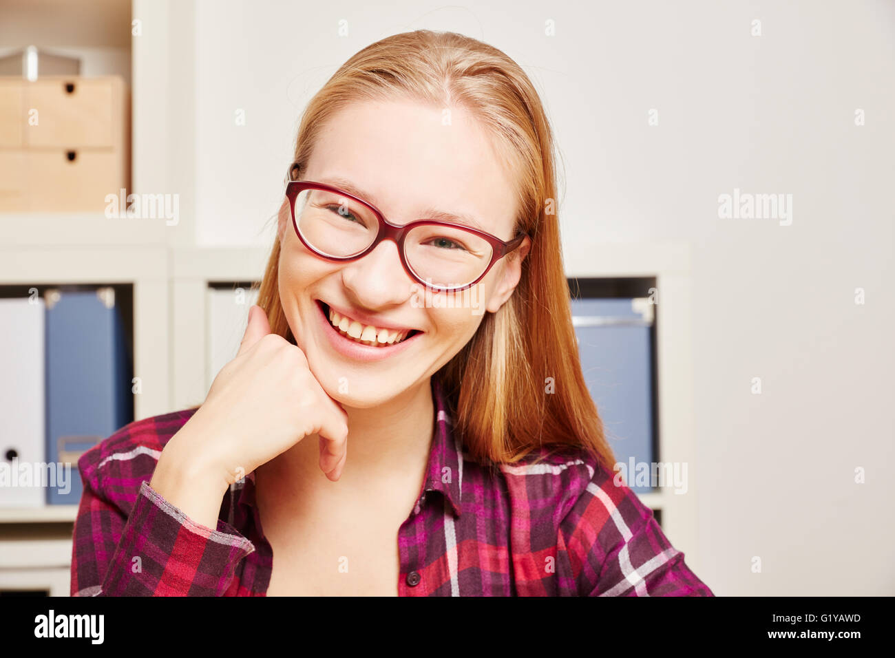 Young blond woman smiling hi-res stock photography and images - Alamy