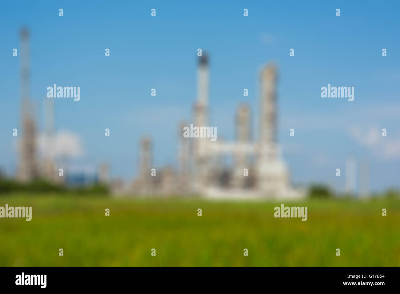Blur Petrochemical industry power station in afternoon of Thailand Stock Photo