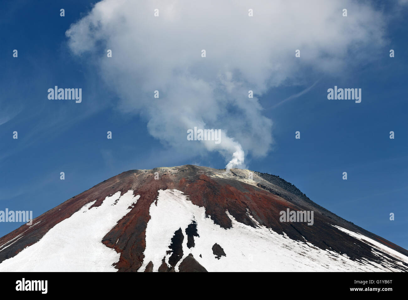 Avacha Volcano - active volcano of Kamchatka Peninsula, view of top of ...