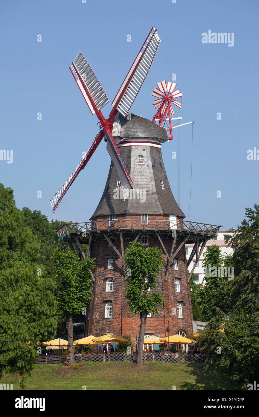 Windmill Herdentorswallmühle in ramparts, Bremen, Germany Stock Photo