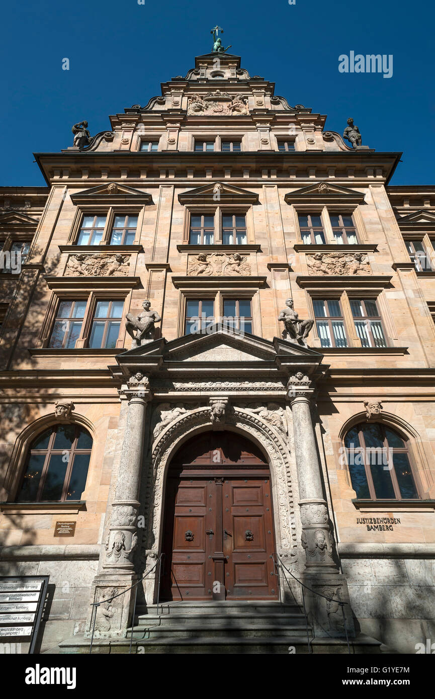 Entrance facade of the courthouse, Bamberg, Upper Franconia, Bavaria