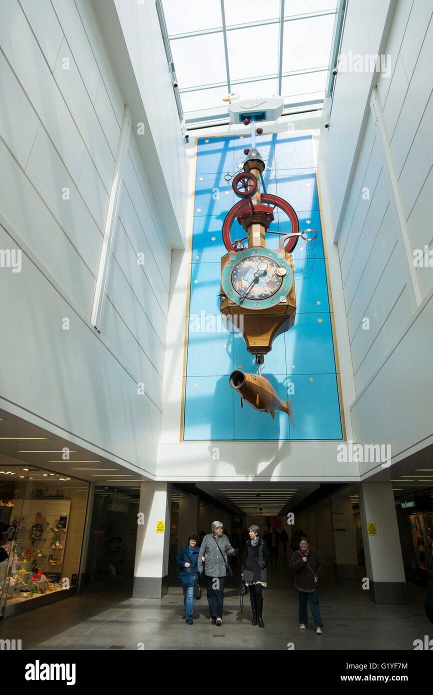 Kit Williams designed the Wishing Fish Clock in Regent Arcade, Regent
