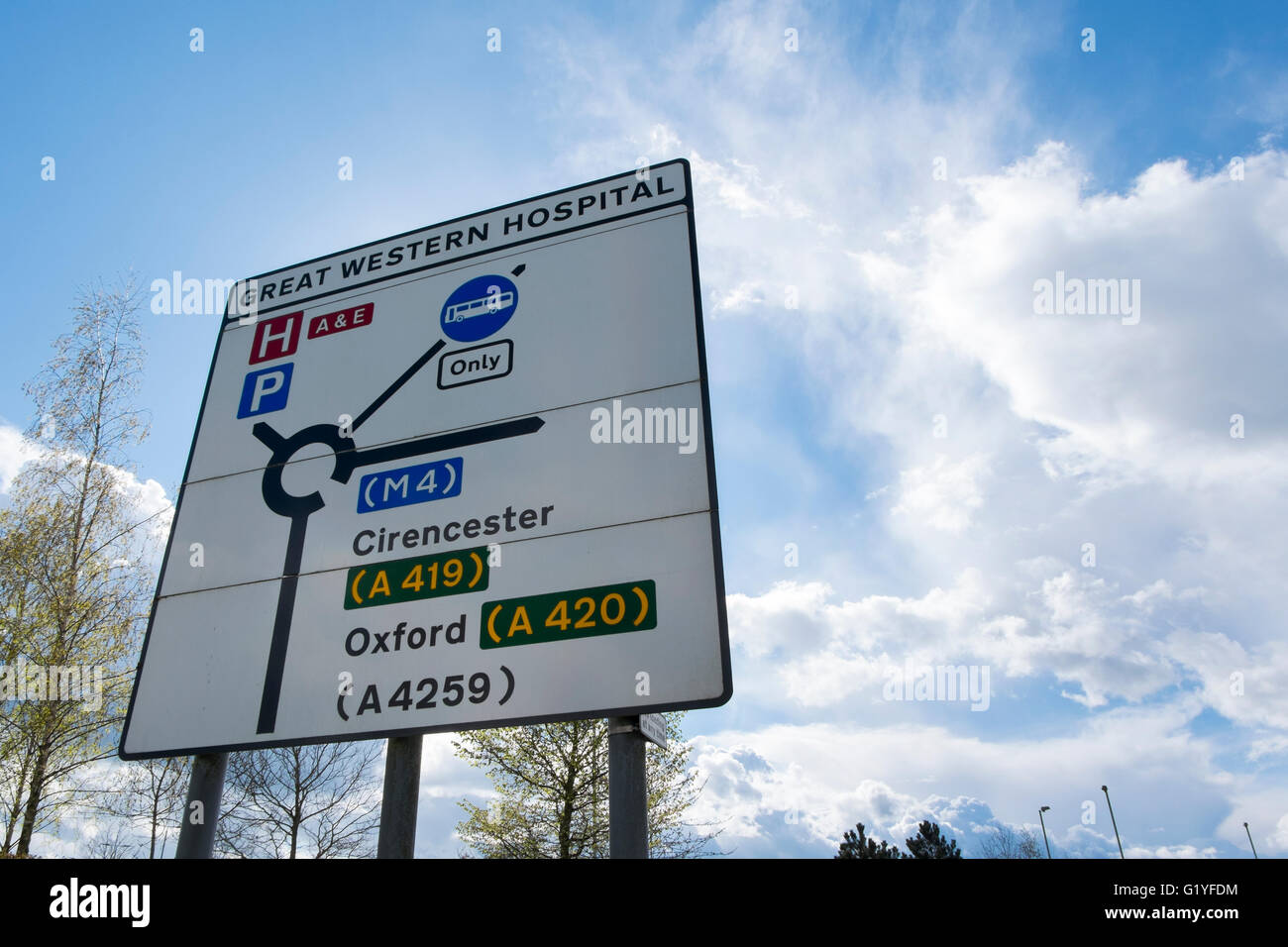 Sign showing directions to departments and routes from the Great