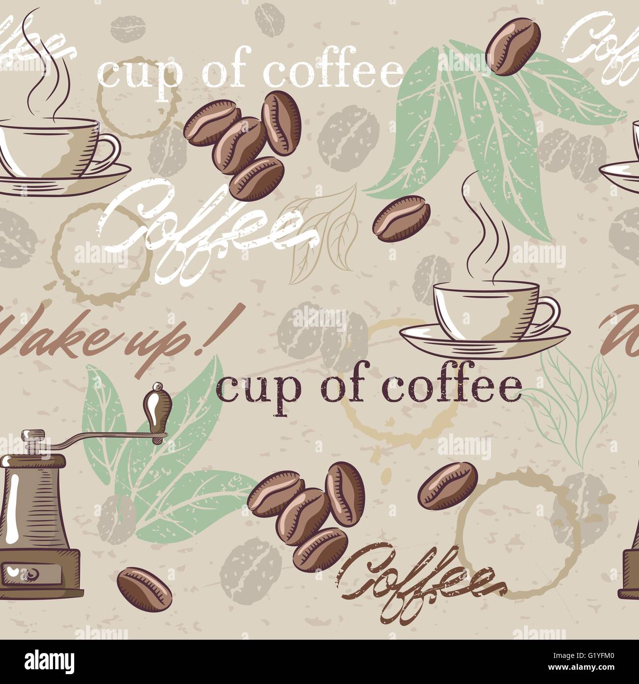 Seamless vintage coffee pattern Stock Vector Image & Art - Alamy
