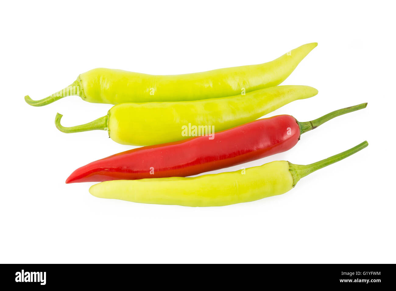 chili pepper on white background (Banana Pepper, Paprika, Garden Pepper