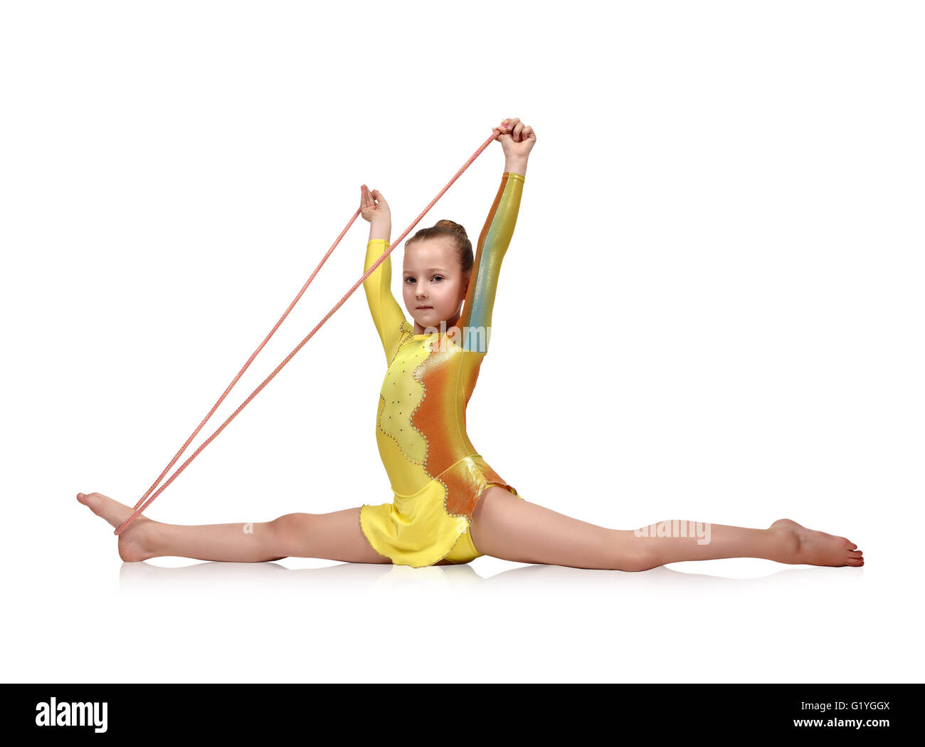 Gymnastics Rope Split Little girl with jumping rope doing gymnastics Stock Photo - Alamy