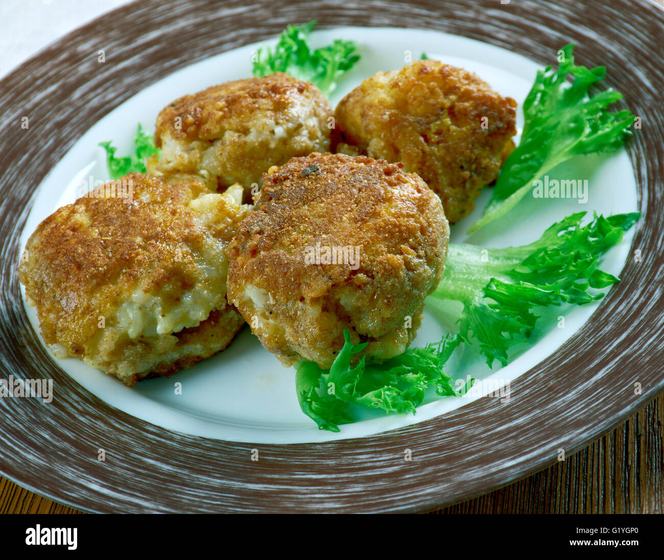 Crispy Rice Balls Sharp Cheddar Arancini Stock Photo Alamy