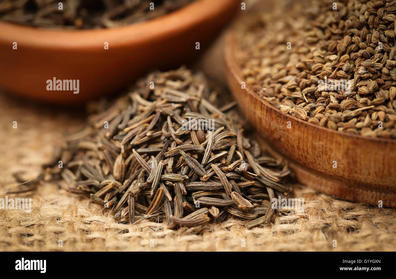 Caraway seeds with other spices Stock Photo