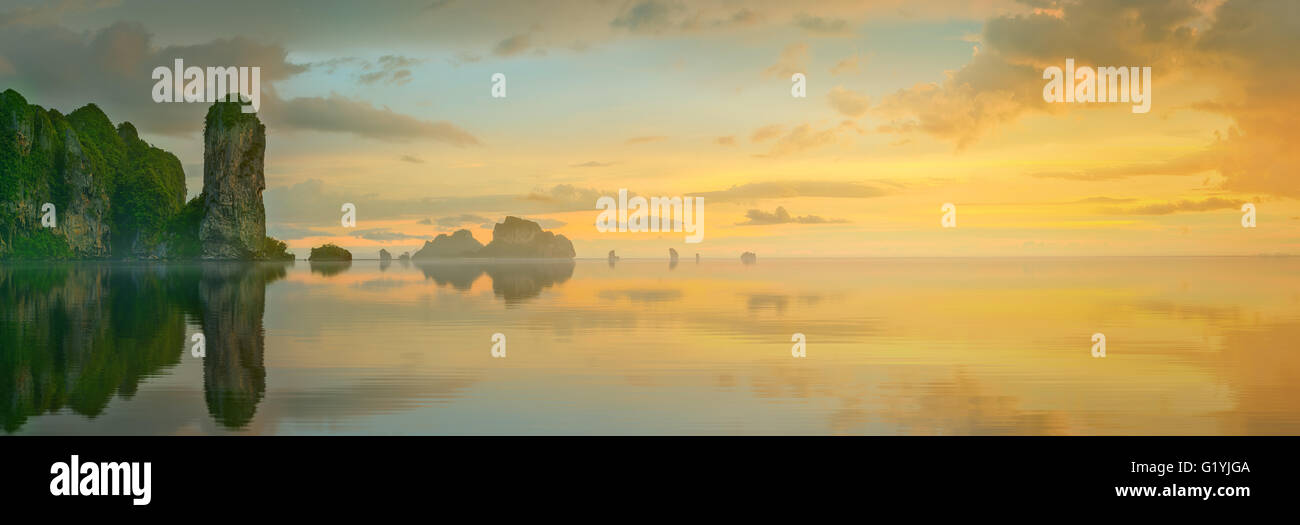 Beautiful image of sunset with colorful sky and Longtail boat on the ...