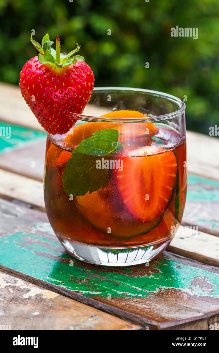 Traditional Pimms cocktail with lemonade Stock Photo Alamy