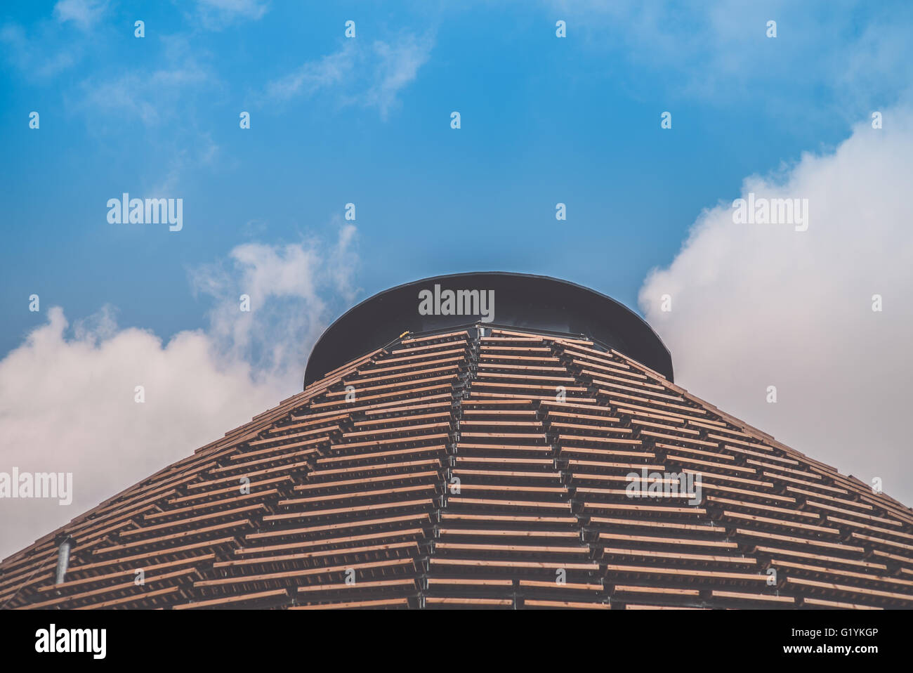 Strange pyramid and clouds Stock Photo