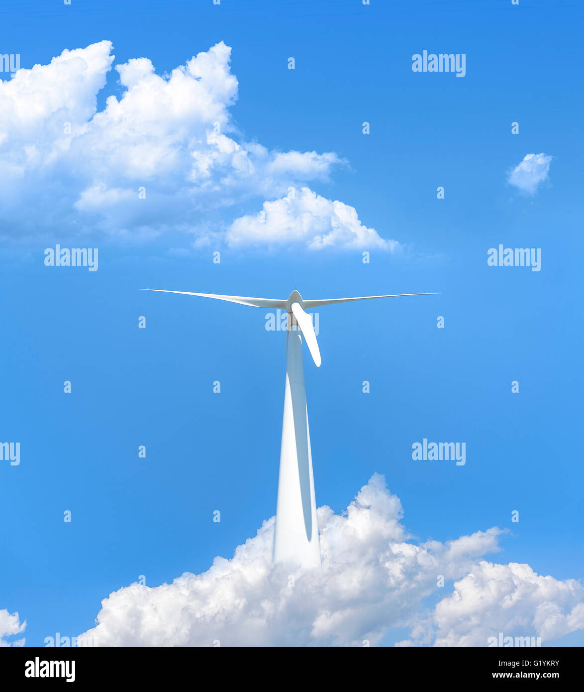 Power generation wind turbines against the blue sky with clouds Stock ...