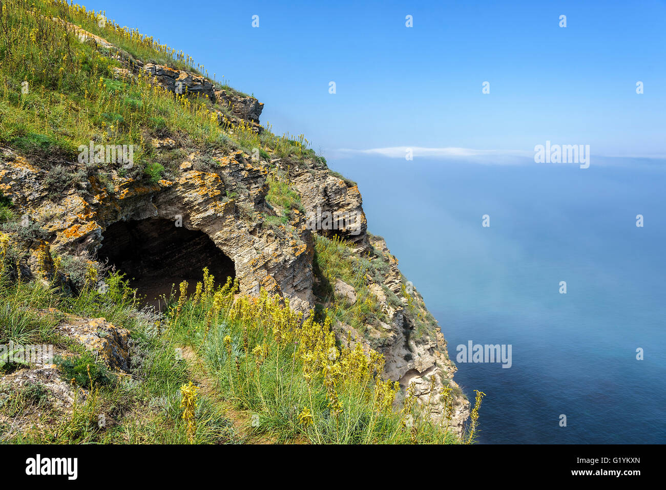 Cape Kaliakra, Bulgaria. Rocky coast of Cape with sea views. Stock Photo