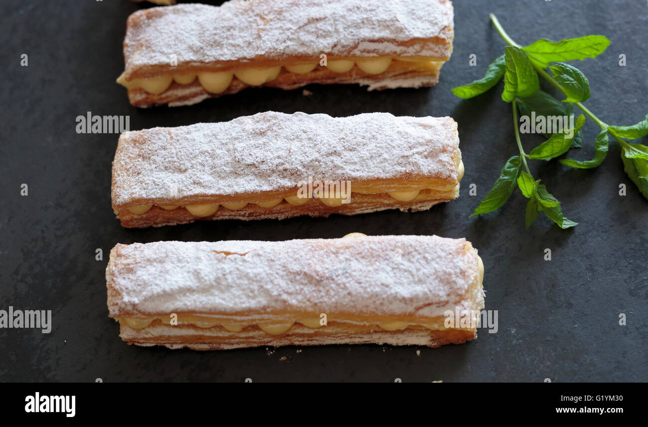 Slate Cream Homemade strudel cream on a slate base Stock Photo - Alamy