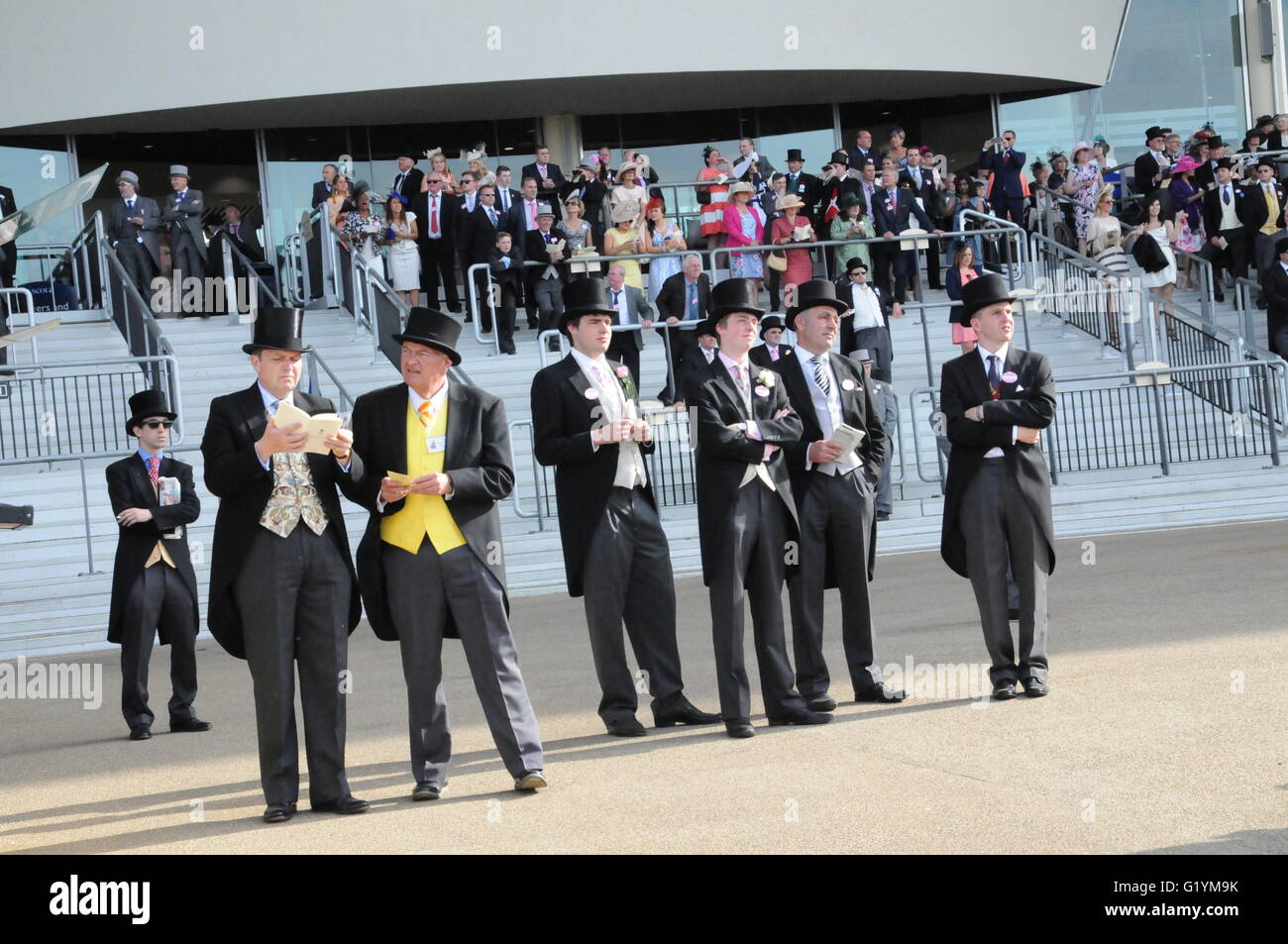 Race horse owners wearing top hat and tails, at Royal Ascot horse race ...