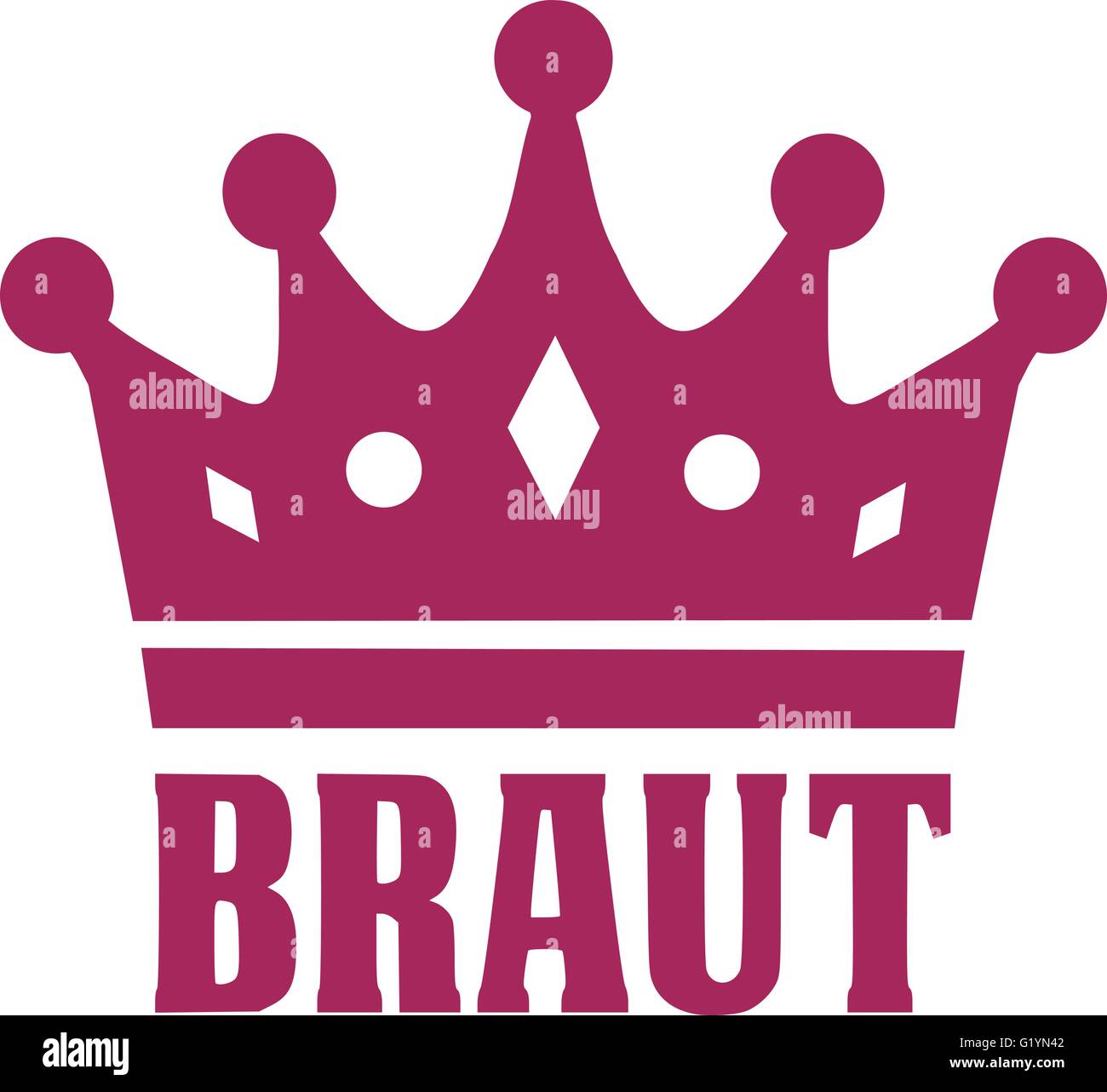 Word Bride with crown - german Stock Vector