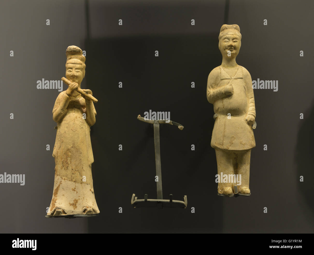 Pottery figurines. Tang Dynasty (618-907). Beijing Capital Museum. Stock Photo