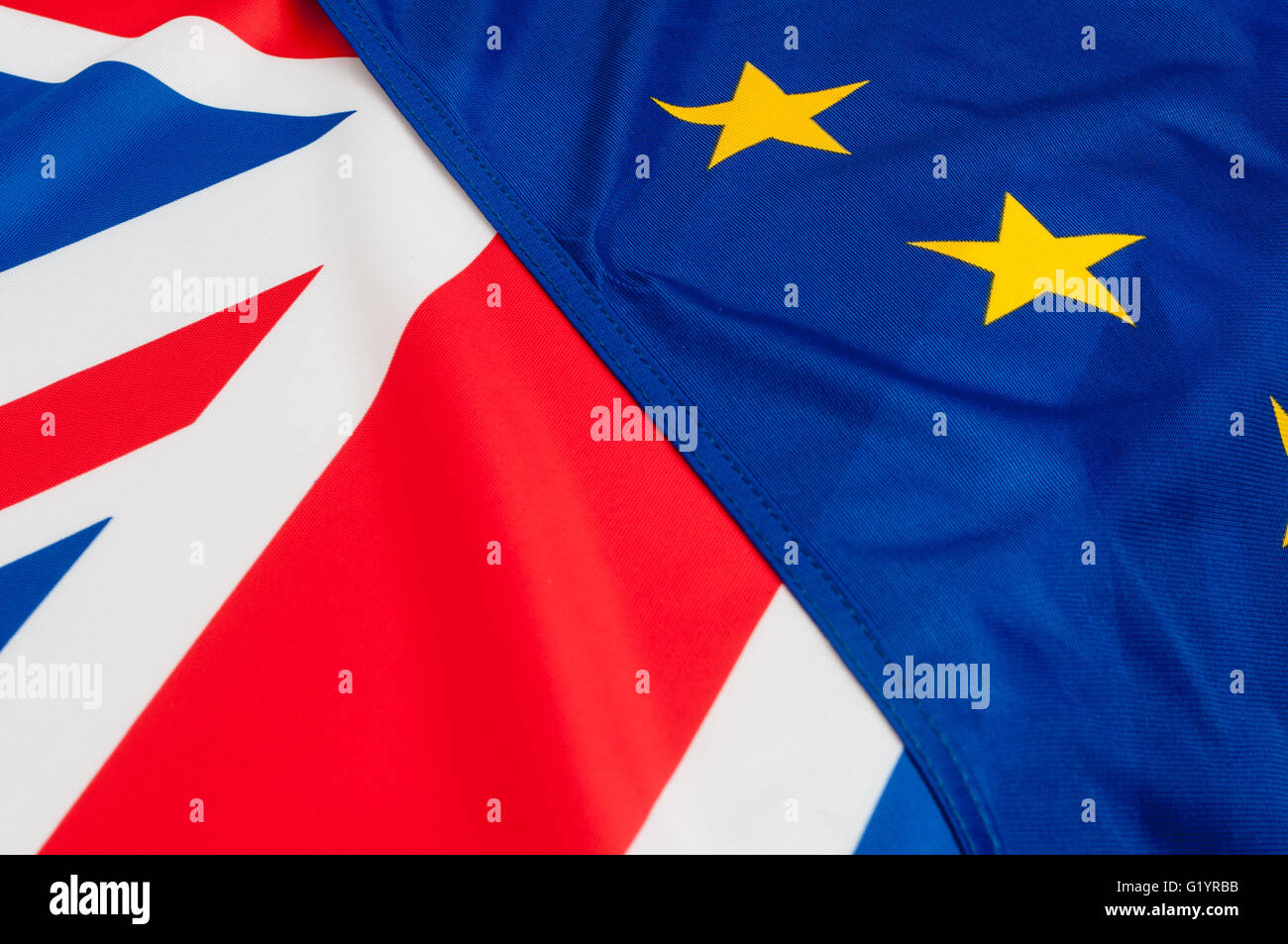 Flags of the European Union and United Kingdom Stock Photo